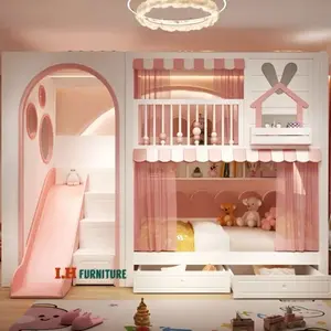 Tempat tidur tingkat anak prosotan kayu mahoni finshing duco ranjang susun anak murah