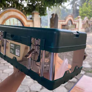 ISKU Tool Box Besar Bahan PP Tahan Lama ABS Premium 2 Lapis Tray Lepas Pasang Kompartemen Transparan & Pengunci Baja Ideal untuk Industri & Rumah Tangga