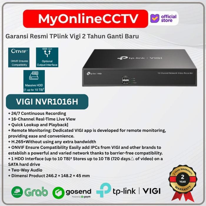 Gambar NVR 16CH VIGI NVR1016H - Support ONVIF Two Way Audio IP Camera CCTV Up To 8MP - NVR ONLY dari MyOnlineCCTV Kota Administrasi Jakarta Barat Tokopedia