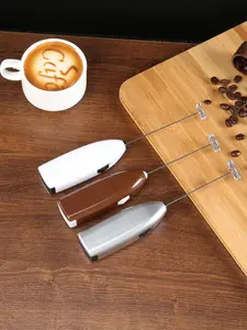 1pc Powerful Handheld Milk Frother, Mini Milk Foamer, Battery Operated (Not included) Stainless Steel Drink Mixer for Coffee, La - coffee (colour)