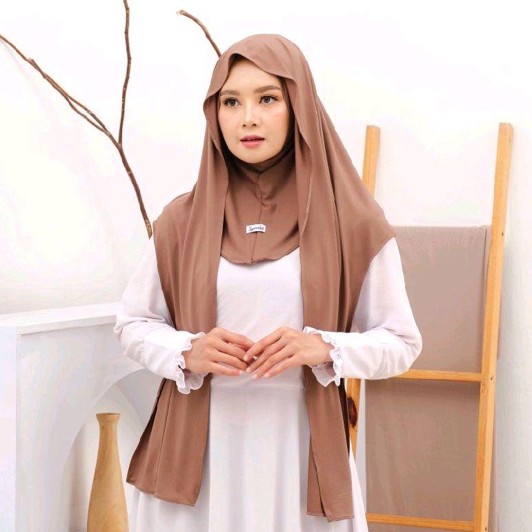 Syamsiar -  Pashmina Hijab Jersey dagu Tutup Leher Premium Kerudung Pasmina instan Panjang Muslim Wanita Dewasa 0