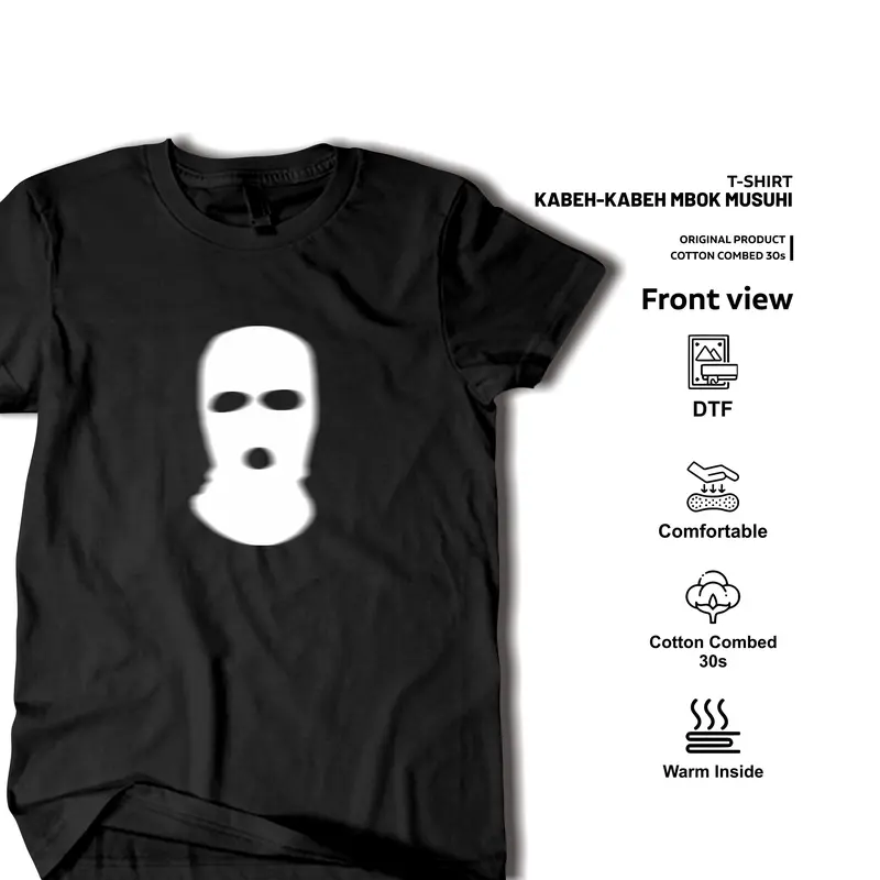 Kaos Unisex Keren "Kabeh Mbok Musuhi" | Katun Combed 30s Premium | Baju Sablon Pria Wanita - Hitam/Putih Distro Oblong Atasan Dewasa Surfing Motor 1