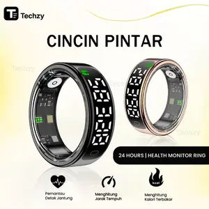 Techzy SR08 Smart Ring Cincin Pintar Pemantau Kesehatan 24 Jam For Men Women Health Tracker Bluetooth Ssmart Ring Heart Rate Sleep monitor blood oxygen steps finger