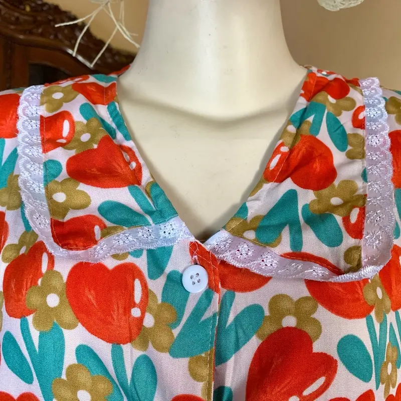 Yolanda Homedress / Dress Busui Bumil Kekinian / Daster Viral Kekinian Motif Nyaman /  Renda Kancing Kerah Rempel Pendek Rayon Panjang Hanya Boleh Dicuci Dengan Tangan Multicoloured 2