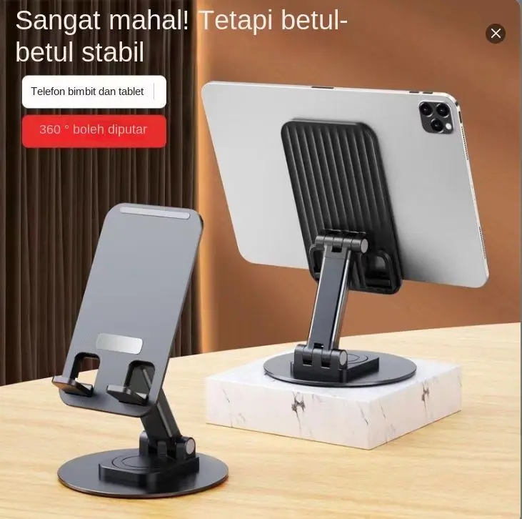 The base of the phone is made of metal alloy material, rotating folding, supporting base, suitable for mobile phones and tablets 10 and 9 inches Cellphone Smartphone