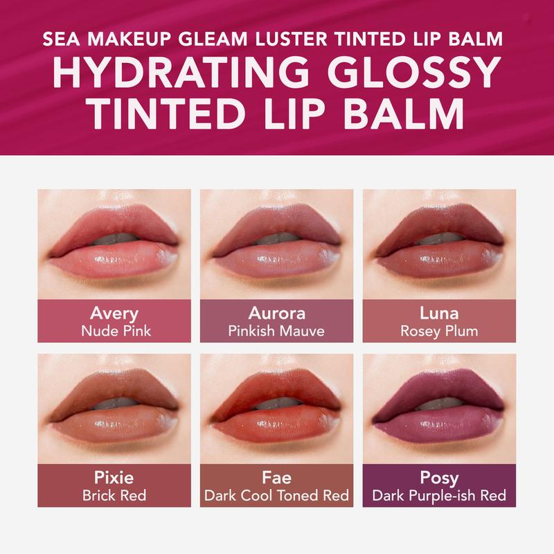 Sea Makeup Gleam Luster Tinted Lip Balm Hydrating dengan 3X Hyaluronic Acid dan ekstrak almond & Jojoba Oil 3