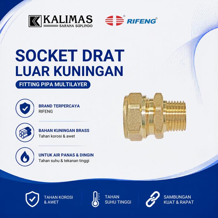 Gambar Socket Drat Luar (RIFENG) d. 1" x 3/4" - Male Union S2025 x 3/4" M | Sambungan Fitting Pipa PEX dari kalimas.online Kota Administrasi Jakarta Pusat Tokopedia