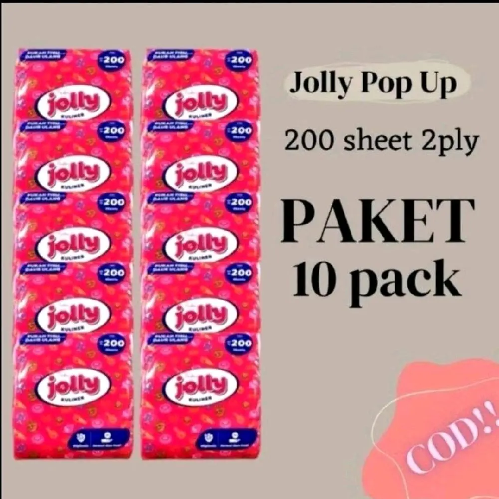 ( 1 Bundle isi 10 pcs ) TISU KOTAK KECIL JOLLY POP UP 200s Tisu meja makan tisumurah dan promo tissu Tissue