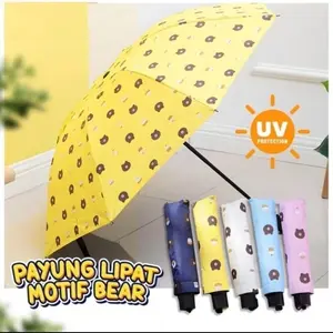 Payung Bear Payung Lipat UV Motif Beruang Payung Serbaguna Payung Bear Gagang Besi Plastik