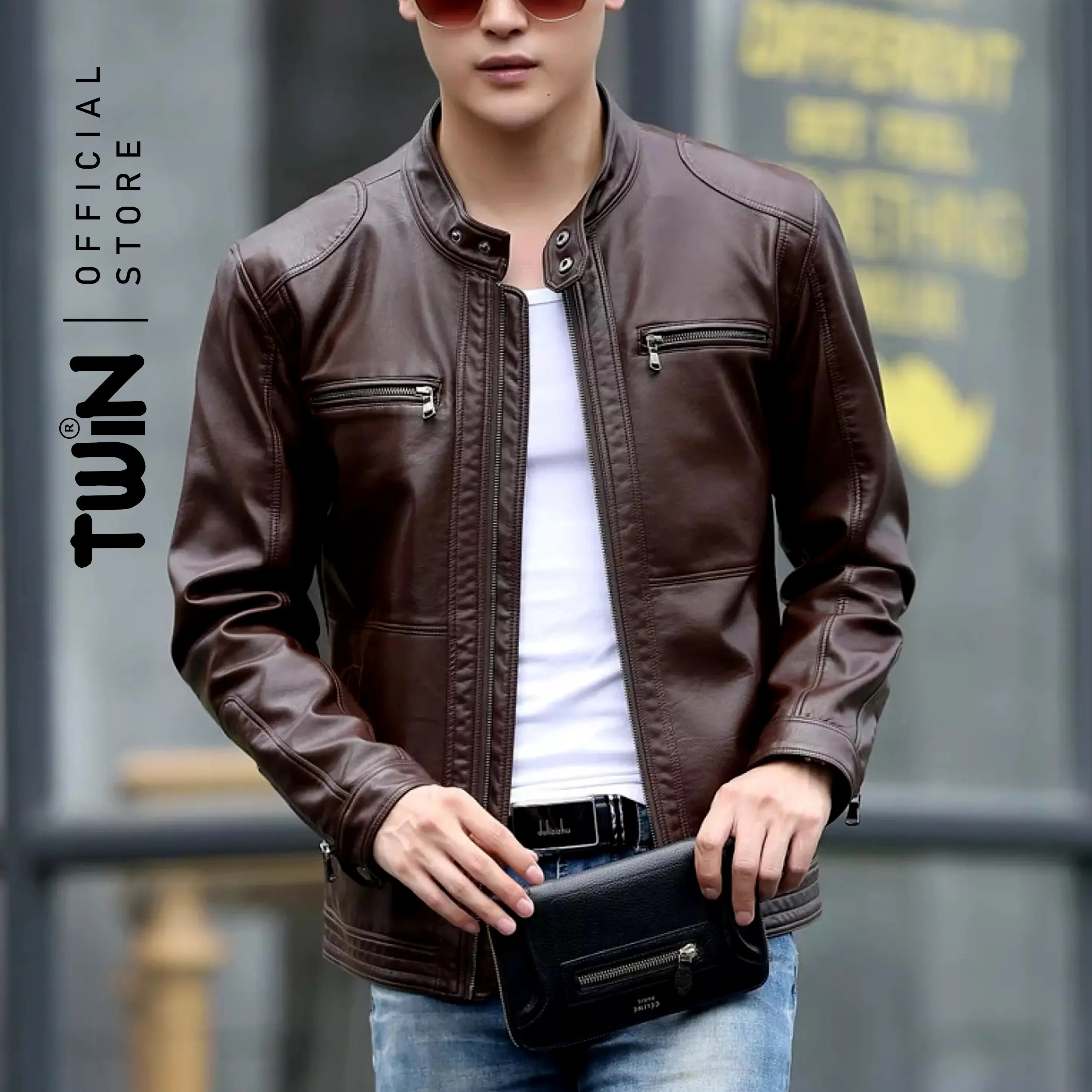 PREMIUM Jaket Kulit Sintetis Pria Elegant