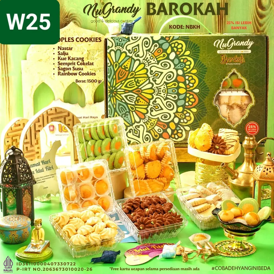 Paket 6 Toples Kotak Persegi isi Nastar, Kue Kacang, Kue Putri Salju, Kue Semprit Coklat, Kue Sagon Susu dan Rainbow Cookies.