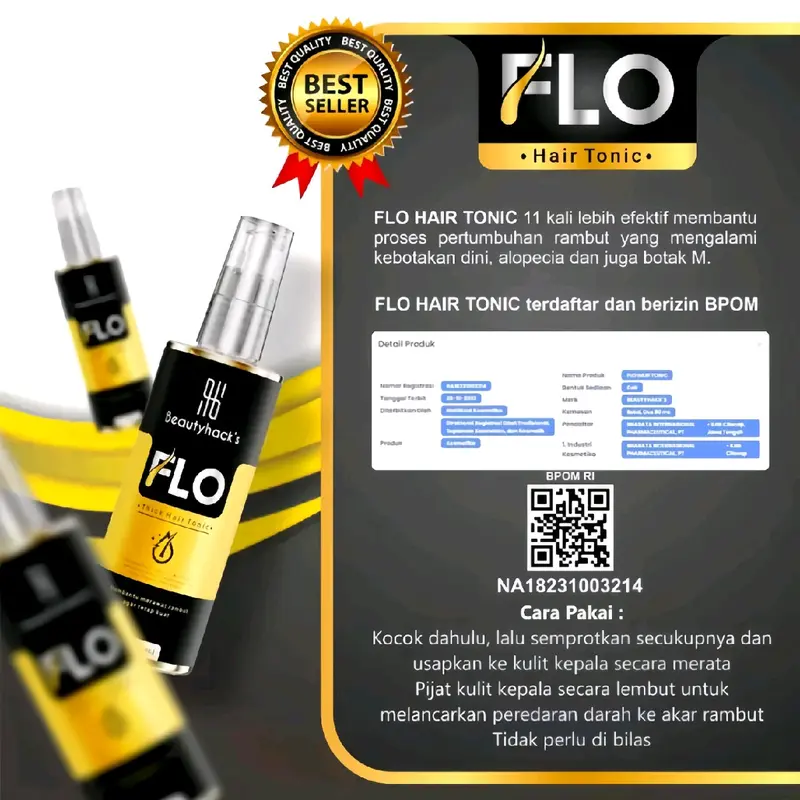 PROMO!!BUY 2 + GET 1 FLO HAIR TONIC Penumbuh Rambut-Kebotakan Dini Original Perawatan Pemanjangan  BPOM  Haircare perawatan rambu Rontok 4