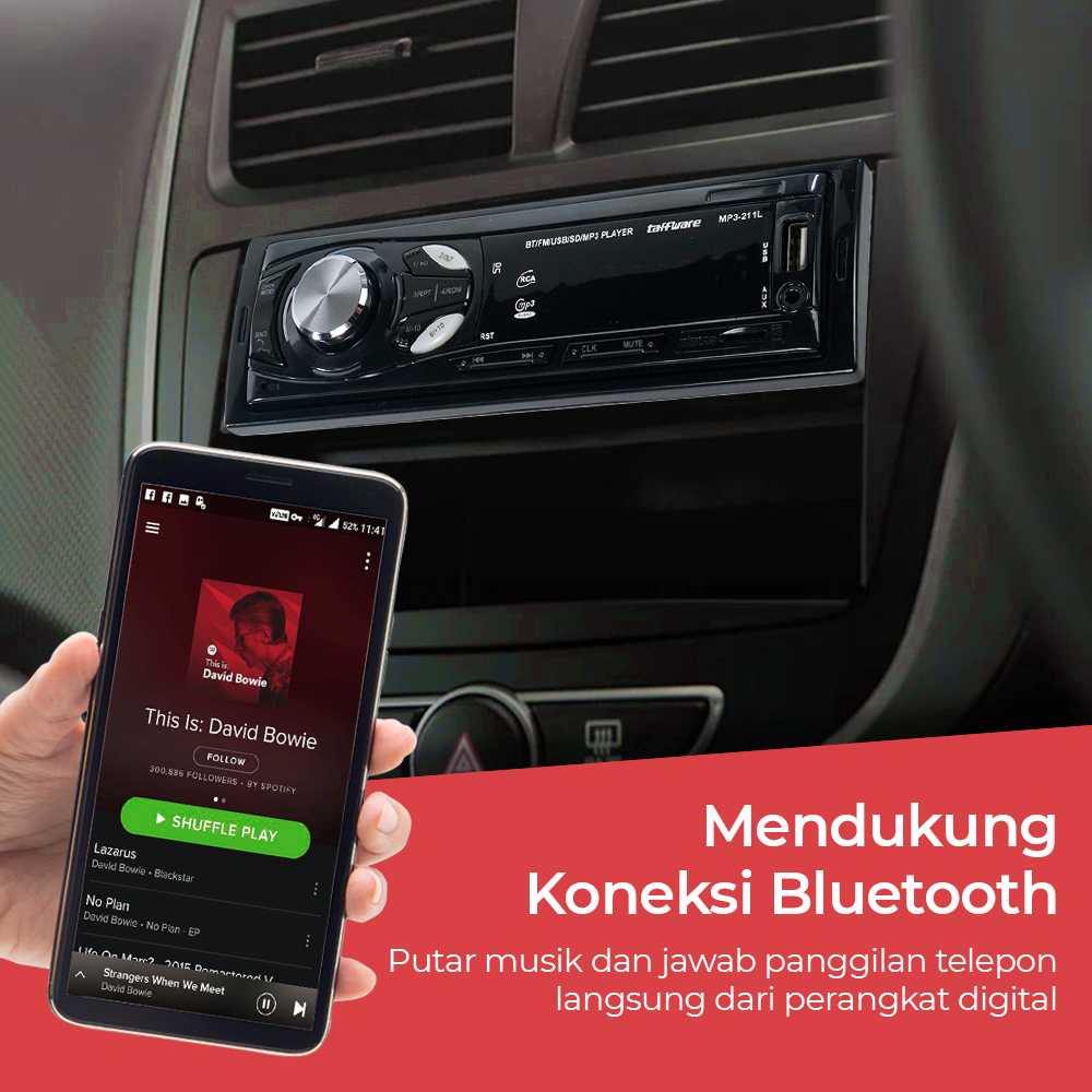 Taffware Tape Mobil Player Audio Bluetooth 5.0 Super Bass MP3 60W with Remote - MP3-S211L