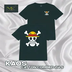 Kaos Distro Combed 24s Sablon Logo Onepiece Anime