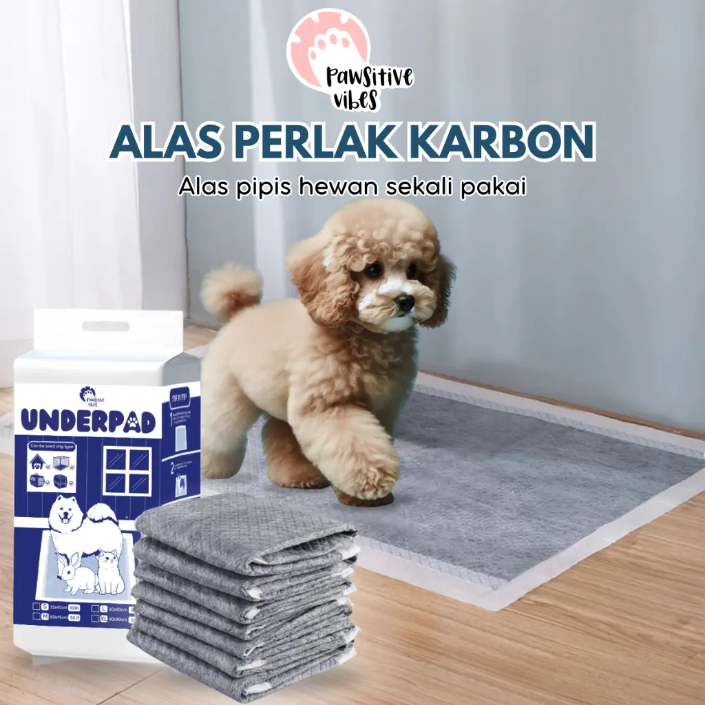 ALAS PERLAK KARBON PEE AND POO ANJING KUCING | DOG CATS TRAINING PAD UNDERPAD FIBER CARBON