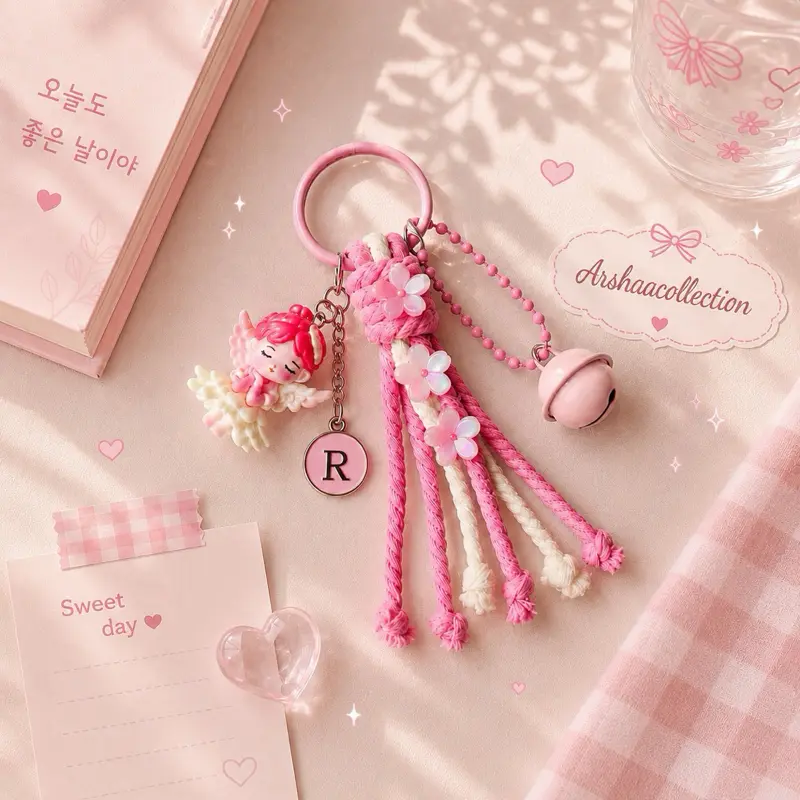 Arshaa Collection Gantungan Huruf Alphabet BagCharm macrame Keychain Abjad Akrilik Ganci Tas Lucu dengan Desain Unik dan Menarik