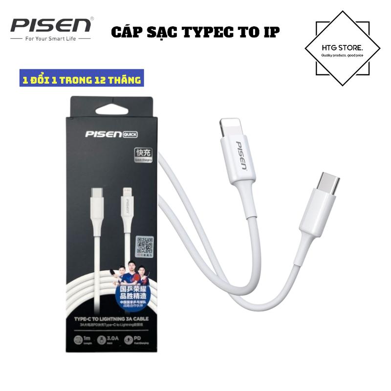 Cáp Sạc Nhanh PISEN Type-C to IP (Lightning) 20W Max, Chuẩn PD Dây SILICON Siêu Bền Dài 1.m