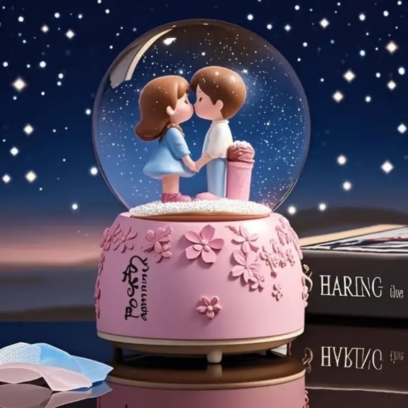 Hộp Nhạc Quả Cầu Pha Lê, Thiết Kế Cặp Đôi Đám Cưới Mơ Mộng, Hộp Nhạc Xoay Tuyết Trôi Dạt, Quà Tặng Đồ Trang Trí Cho Bạn Gái, Bất Ngờ Lãng Mạn 3