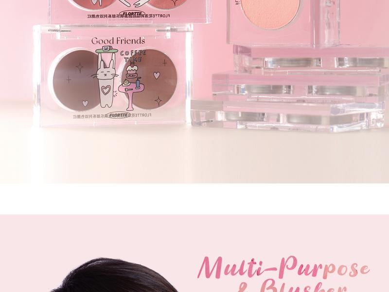 Product Introduction of Kem má hồng hai màu Flortte, dạng kem đa năng, kết cấu kép, có thể sử dụng nhiều cách khác nhau, tăng độ sáng cho gương mặt, tạo lớp trang điểm tự nhiên, 3.2g, 6 mẫu để chọn lựa 24