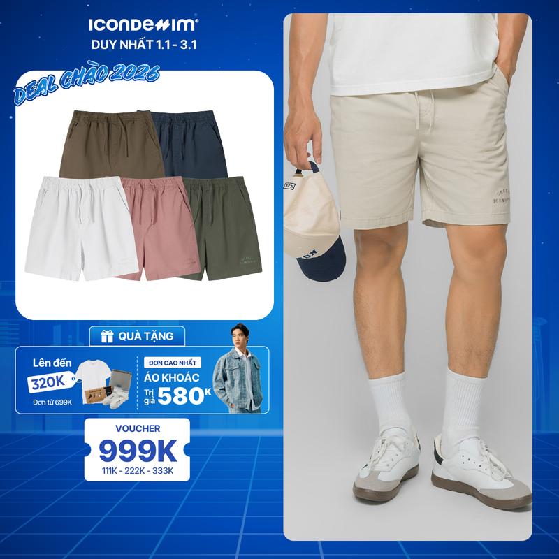  Quần Short Kaki Nam ICONDENIM Garment Dye Form Regular QSID0230 