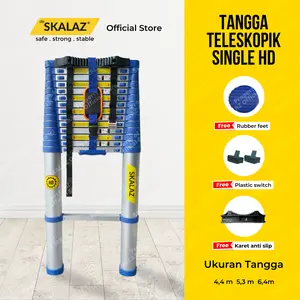 Tangga Lipat Aluminium Teleskopik 5,3 M Single Merk Skalaz Heavy Duty