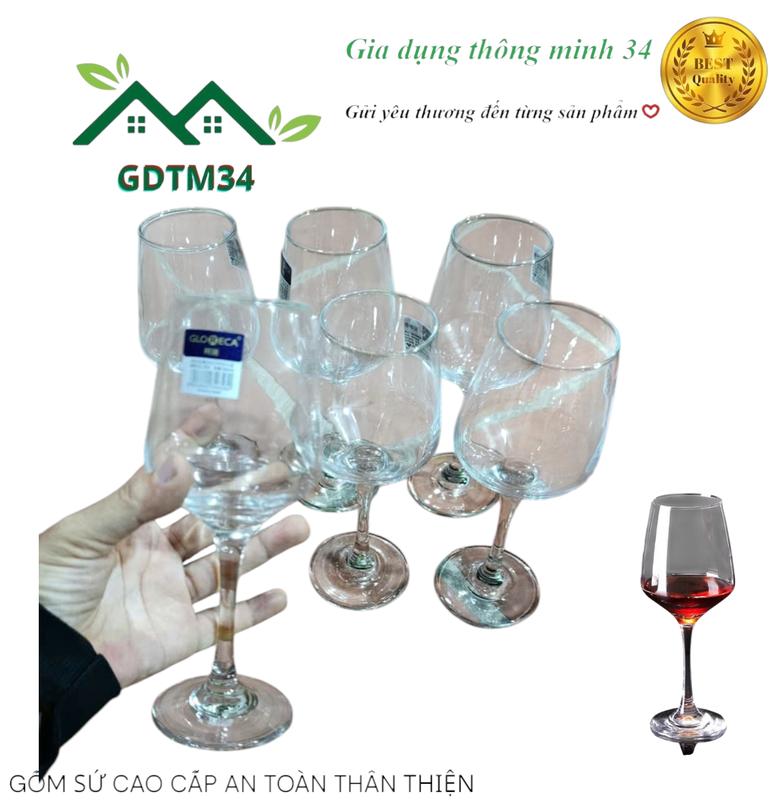  Bộ 6 ly rượu vang Deli hàng thủy tinh pha lê dày đẹp trong suốt 