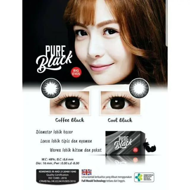 (Free Case)Softlens Pure Black by Irislab  Normal dan Minus Contact Lens Eye Soflens Lensa Brown 2