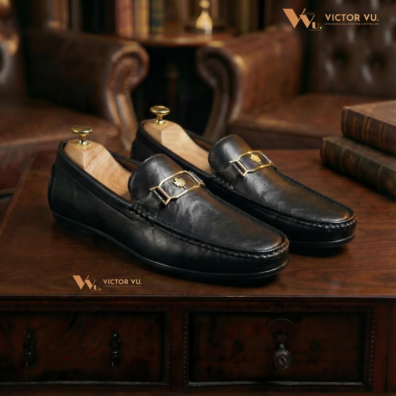 Bản Premium Giày Lười Nam Lá Phong Nâu Đen Giày Lười Đế Bằng Trẻ Trung Shoes