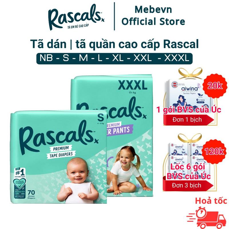  Bỉm Rascal + Friends cho bé cao cấp siêu thấm hút size NB-XXL Balo 