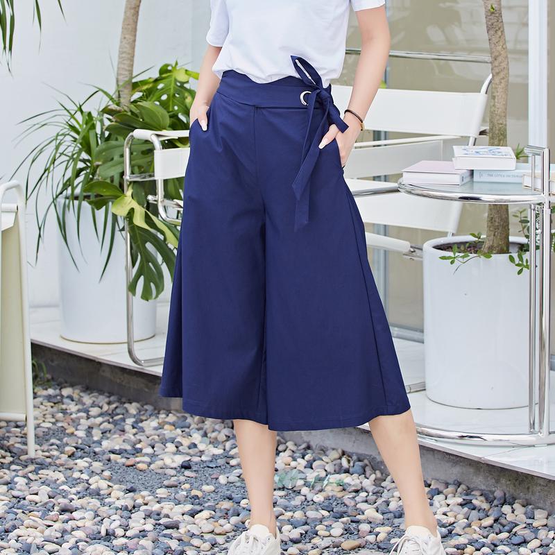 Product Introduction of Eyouth 1063  Women wide leg capri pants high waist casual ladies woman pants 29