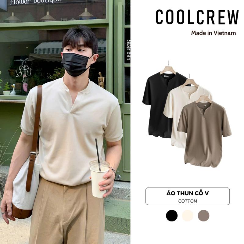 Áo Thun Nam Cổ V COOLCREW Chất Cotton Cao Cấp Co Giãn 2 Chiều Unisex Menswear