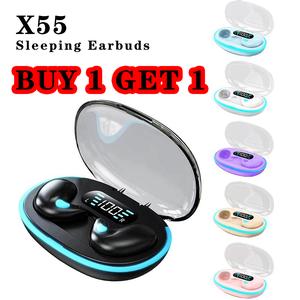 【Local shipping】X55 Mini Sleeping earbuds waterproof earpad bluetooth ENC Noise Reduction Intelligent Digital Display Touch Control For iPhone For Andriod Bluetooth earphones  Audio Electronic wired earphone ear pads paghud girl earphones whit Wireless
