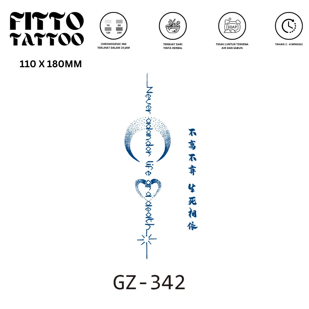 tato temporer premium semi permanen tattoo fruit ink tatto kaligrafi cina quotes leher Temporary
