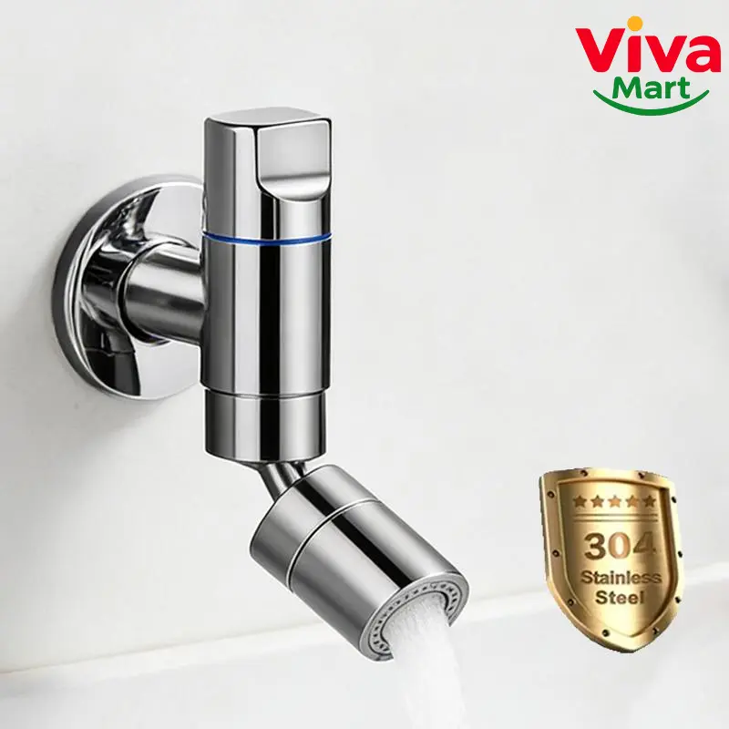 【PROMO】Kran Air Tembok Stainless SUS304 Hitam Minimalis Mini Hemat Tempat Kuat Tebal Kamar Mandi Bak Taman
