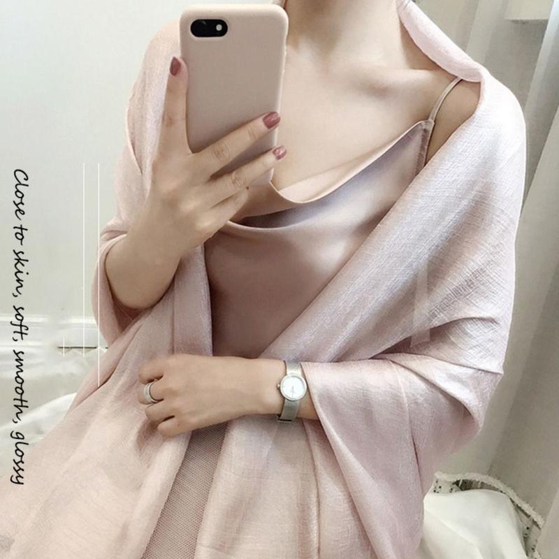 Khăn Quàng cổ Trơn Làm Bằng Vải Lanh, Dành Cho Nữ, Hàng Mới Về, 180x85cm, Phong Cách Foulard, Thích Hợp Chống Nắng, Khăn Choàng, Khăn Bandana, Màu Trơn Ngoại Cỡ, Khăn Trùm Đầu Women Nhung Len Choàng Cổ