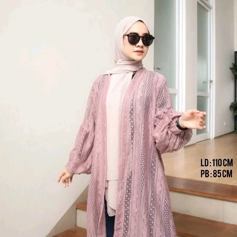 CARDIGAN BURKAT TERBARU / KARDIGAN BURKAT LENGAN BALON / OUTER BRUKAT PREMIUM ATASAN Wanita / BISA COD