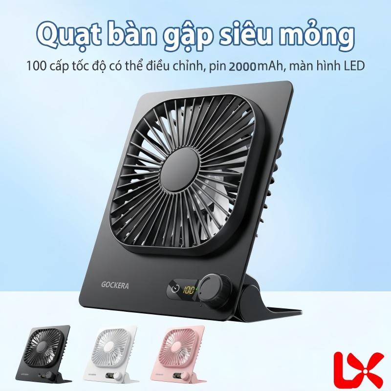 Quạt Mini Để Bàn LX Z02  Siêu Mỏng  Gập 180°  100 Tốc Độ Gió  Mát Tức Thì  Dùng Cho Phòng Ngủ, Học Tập, Du Lịch, Văn Phòng