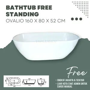 Bathtub Standing Ovalio Freestanding Marble Free Afur dan Gratis Ongkir