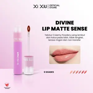 Xi XiU DIVINE Lip Matte Sense | Lip Cream Powdery Matte texture Tahan Lama Ringan tidak lengket transferproof Ultra Moisturize tidak kering intense color pigmented | Macamadia Oil, Vitamin E 3,5g