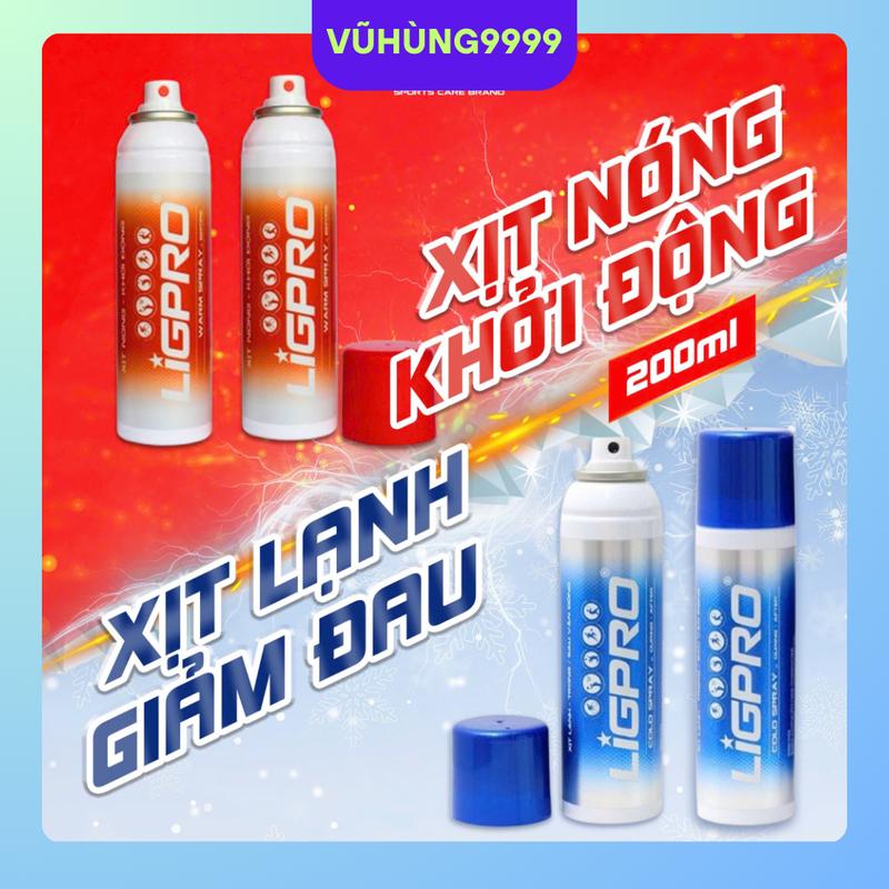 Bình xịt Ligpro xịt nóng xịt lạnh hỗ trợ chấn thương trong thể thao bóng đá giảm đau nhanh khi bong gân