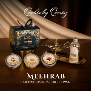 Paket Oleh oleh Haji Dan Umroh Premium Essential Pack Warna Teal Blue Isi lengkap Zam-zam Kurma Kismis dan lainnya