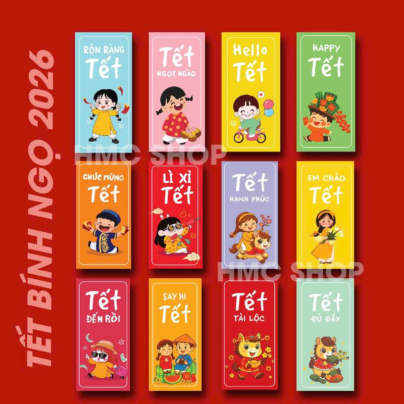 Combo 100 bao lì xì tết 200 mẫu ,Lì XÌ tết Bính Ngọ 2026 đẹp độc lạ được chọn mẫu theo yêu cầu