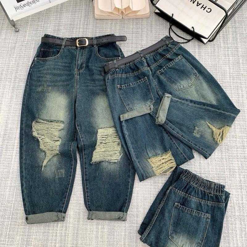 Quần Jean Baggy Rách Chun Lưng Cá Tính Bigsize 55-95kg #7055