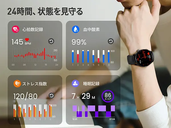 大人気【2026最新・第3世代】スマートウォッチ Chat GPT FOSMET QS40 iPhone アンドロイド対応 Smart Watch 丸型 メンズ 10日間のバッテリー持ち 常時表示 AI文字盤 1.43インチ AMOLEDディスプレイ サファイアガラス搭載 通知や通話機能付き自動運動検知 3ATM防水 付属ベルト2本