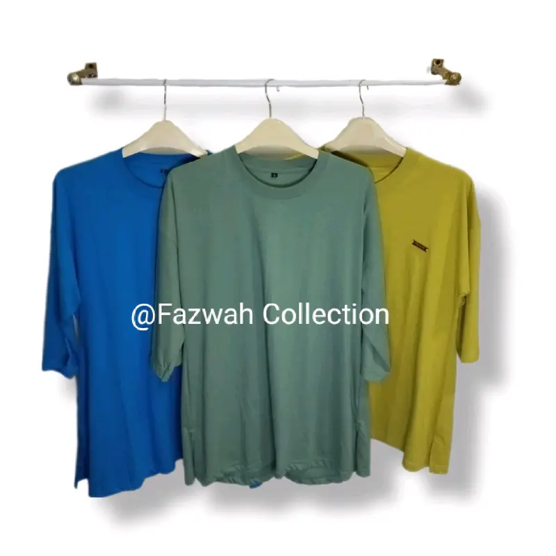 Atasan wanita Hijab stylish lengan3/4 Kaos Polos Combed Katun bajudistro 2