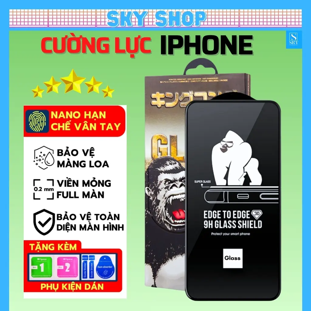 Kính cường lực iphone 3D cho iphone 17 ProMax 17 Air 16 ProMax 15 pro max 14 pro max 11 13 promax 12 7 8 Plus xsmax xr x xs - Full màn 3D
