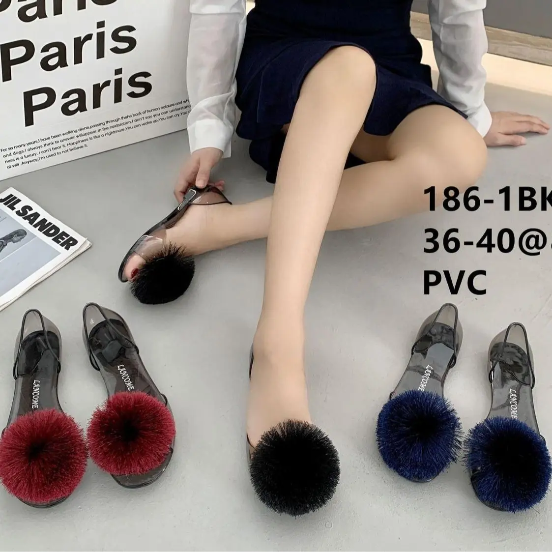 Koleksi DM141 Sendal dengan Pom Pom, Bahan Berkualitas dan Tersedia dalam Beragam Warna Cerah