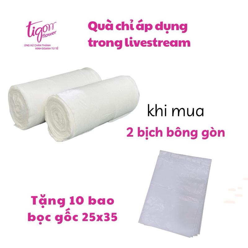Combo 2 bịch bông gòn 1kg để bọc gốc giữ nước bó hoa tặng 10 bao bọc gốc 25x35cm, giúp cho hoa tươi lâu hơn, nhiều lớp giúp tiết kiệm hơn (QUÀ CHỈ ÁP DỤNG TRONG LIVE)