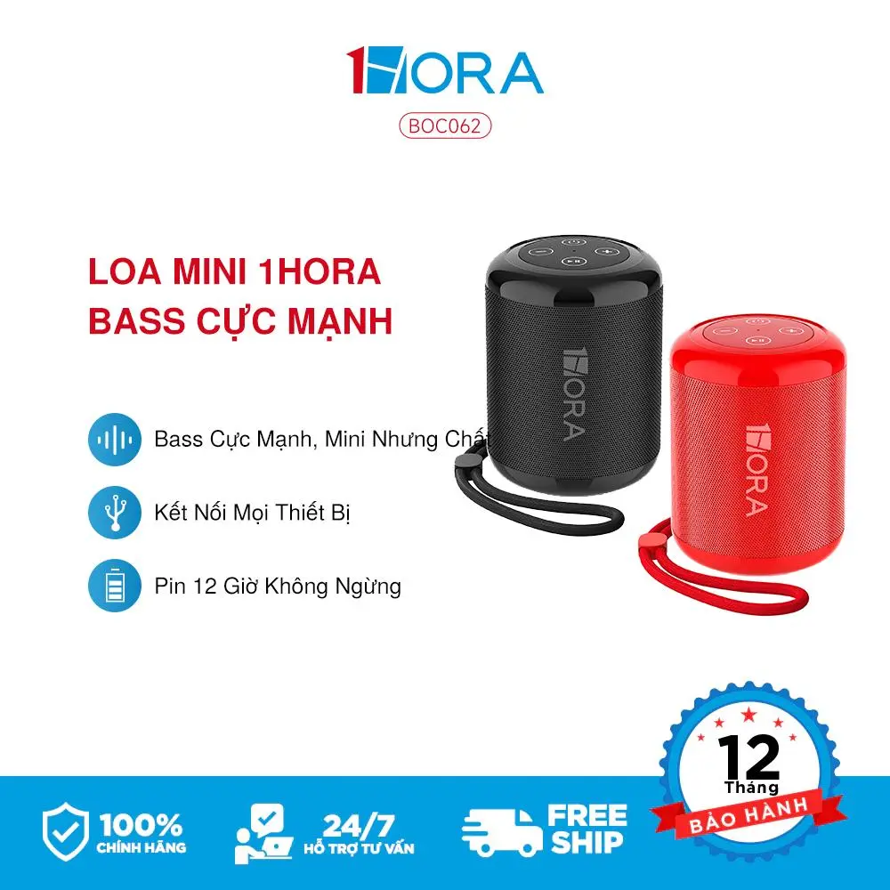 【HOT】1HORA BOC062 Loa Bluetooth Mini Bass Cực Mạnh Pin Trâu Hỗ Trợ Đa Kết Nối Thẻ Nhớ/USB/AUX Pin Khủng 12 Giờ Kết Nối Mọi Thiết Bị