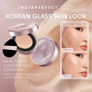 Instaperfect Skin Glow Cover Mesh Cushion High Coverage Formula Dilengkapi dengan SPF 50+ / PA++++  Tampilan Glow Up Natural- Korean Glass Skin Make Up- Melindungi Kulit dari Sinar UVA dan UVB